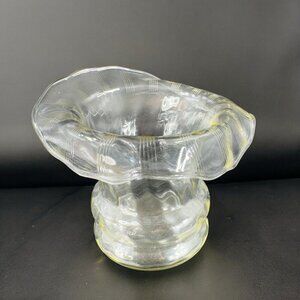 Antique Jack In The Pulpit Vase Bowl Transparent Light Yellow Glass Vintage Vase